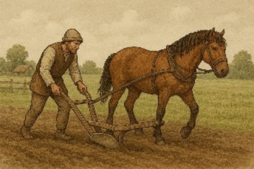 A person plowing a field with a horse

AI-generated content may be incorrect.
